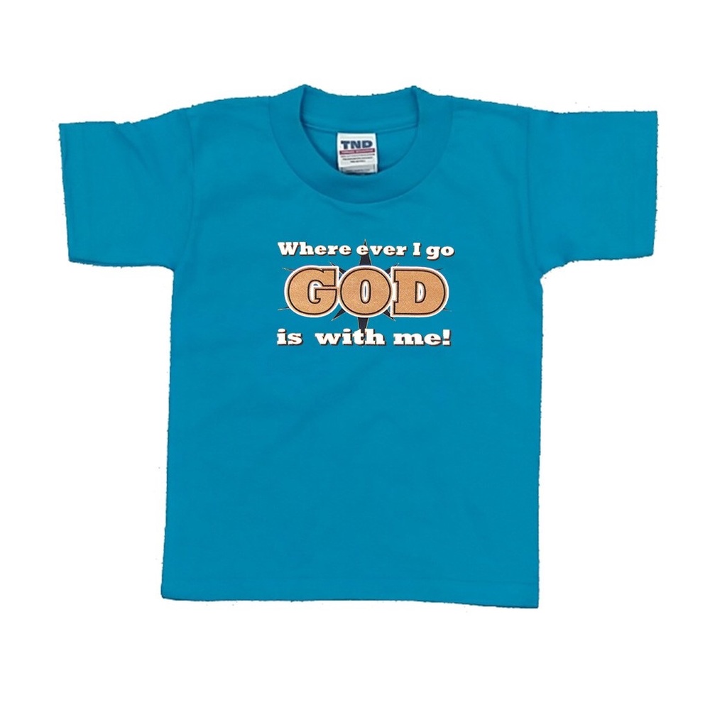 Kids T-shirt ”God is with me wherever I go”